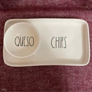 Rae Dunn “chips and queso” white plate/ramekin combo